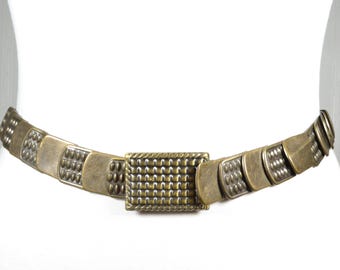 Vintage Brass Metallic Stretchy Belt: Tribal Boho Fashion