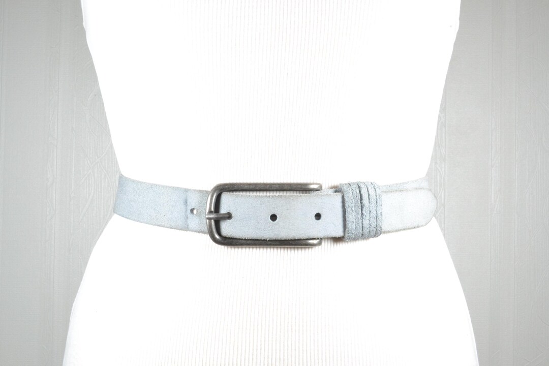 Multi Loop Belts Vintage Pastel Blue Suede Belt With Multiple Loops and Silver Buckle ...