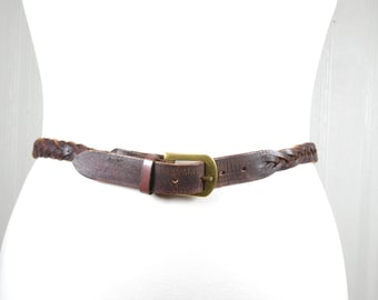 Vintage Brown Leather Double Ring Belt: Boho Waist Accessory  display picture 1