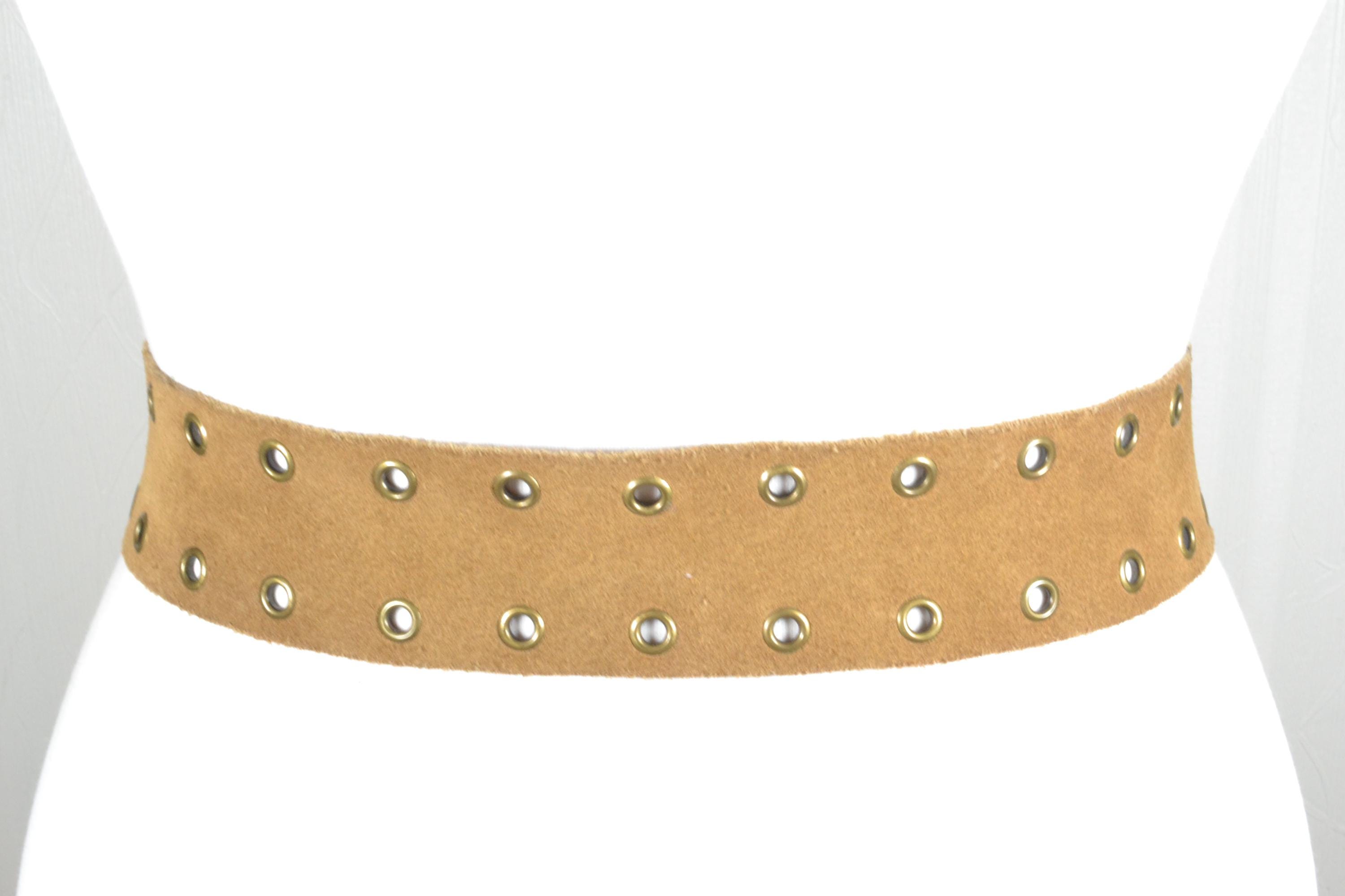 Boho Tan Suede Fringe Belt With Grommet Details - Etsy display picture 1
