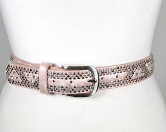 Pink Eyelet Grommet Silver Studded Jelly Belt Fashion Skater 