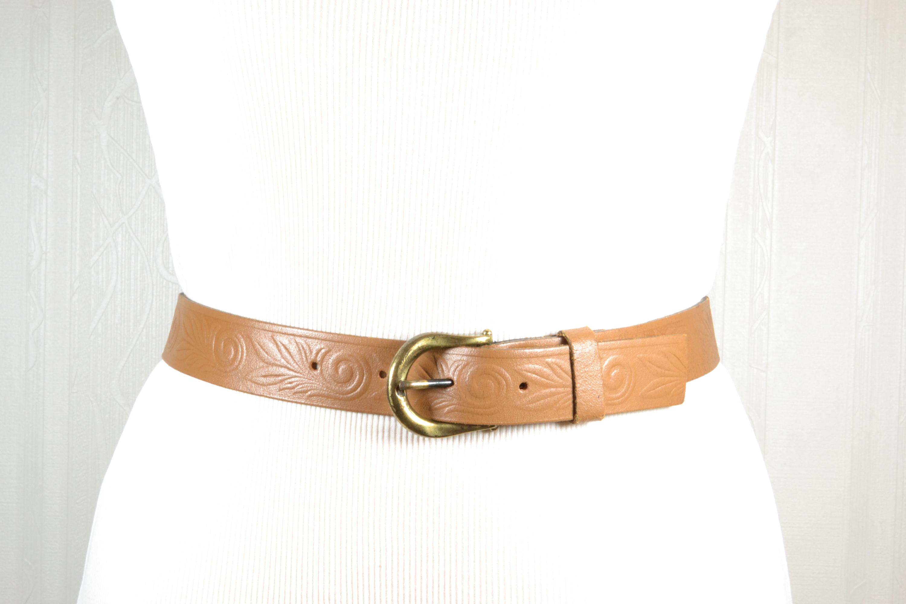 Vintage brown leather brass buckle sturdy skinny belt vintage brown leather brass buckle sturdy skinny belt | eBay main image 2