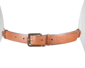 Vintage Y2K Brown Leather Belt, Western Cowgirl Gold Buckle  display picture 2
