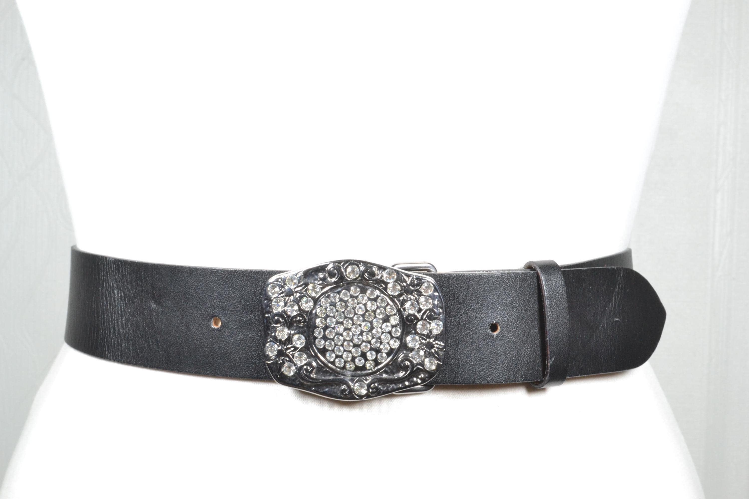 black rhinestone vintage belt Generic Men Women Western Rhinestone Studded PU Leather Belt  main image 4