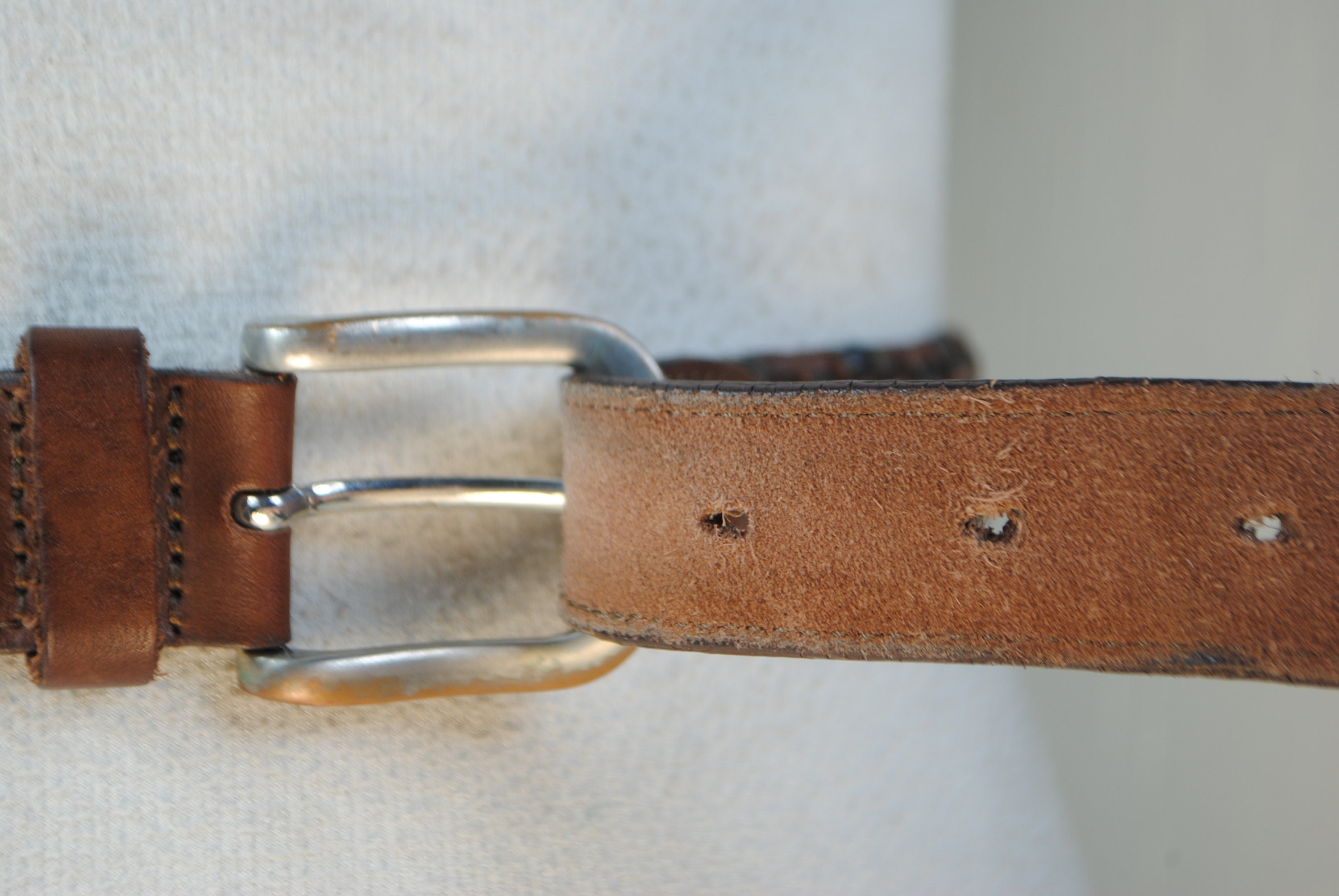 Vintage Braided Brown and Black Leather Belt With Classic 