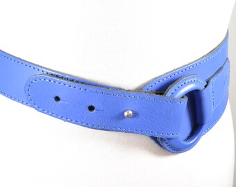 Vintage Asymmetrical Blue Belt Vintage LEATHER Navy Blue 4 main image 4