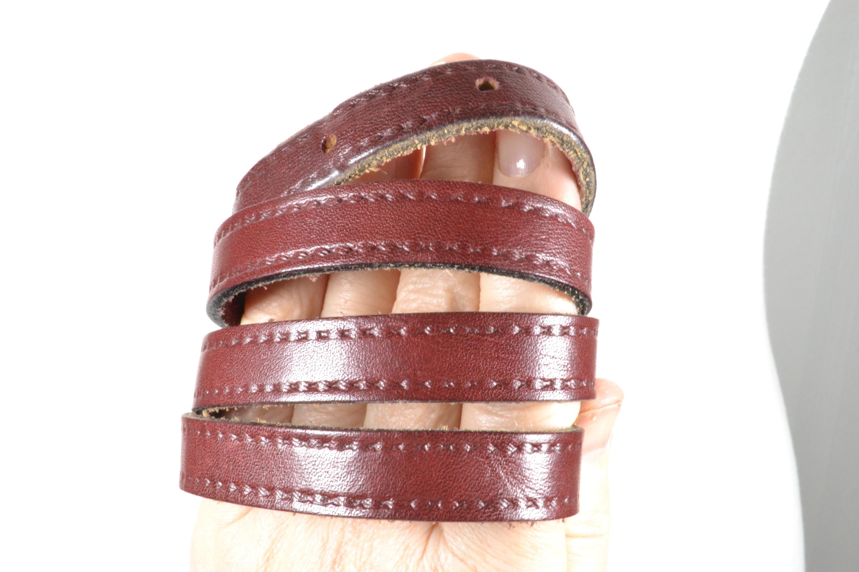 Skinny Burgundy Leather Belt for Women, Minimal Thin Waist  display picture 1
