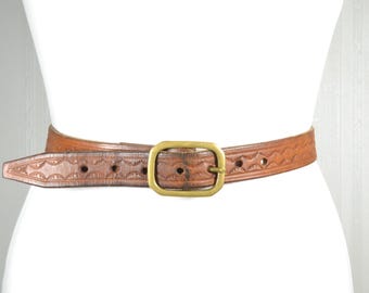Vintage Wide Brown Leather Belt: Boho Hippie Retro Style - Etsy display picture 2