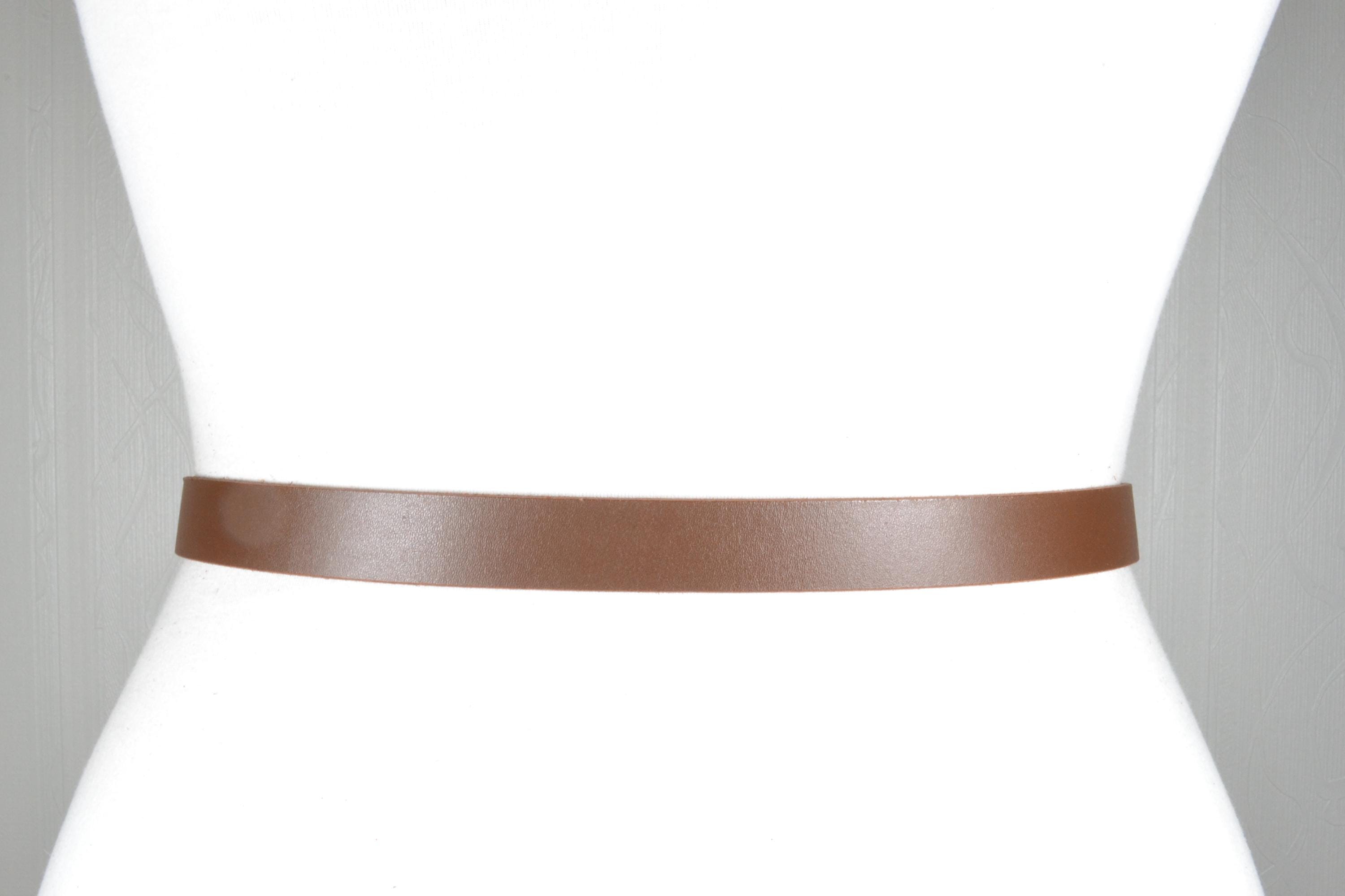 Skinny Brown Leather Belt, Elegant Boho Western Belt 