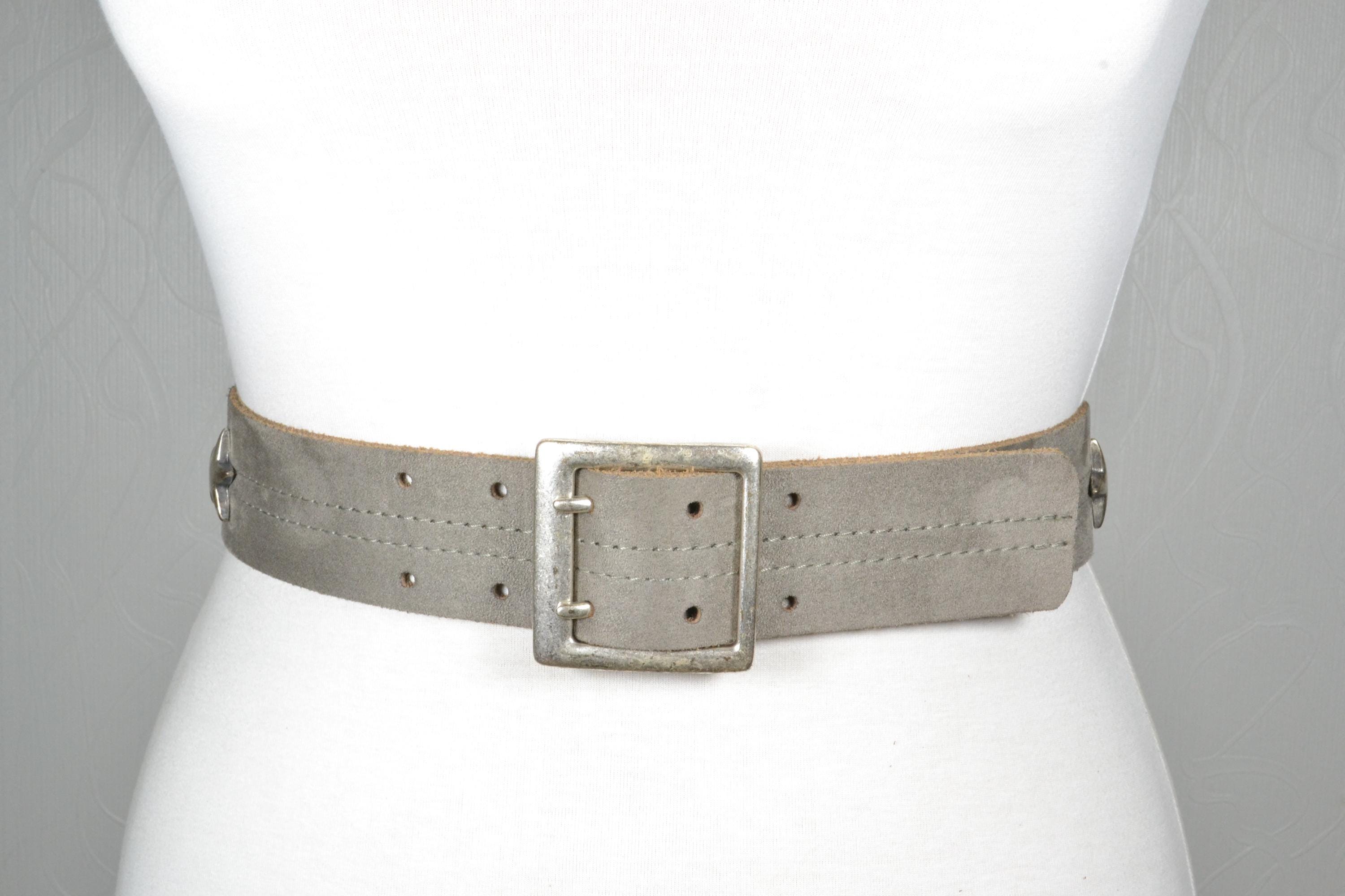 Grey Wide Suede Belt Vintage - Etsy