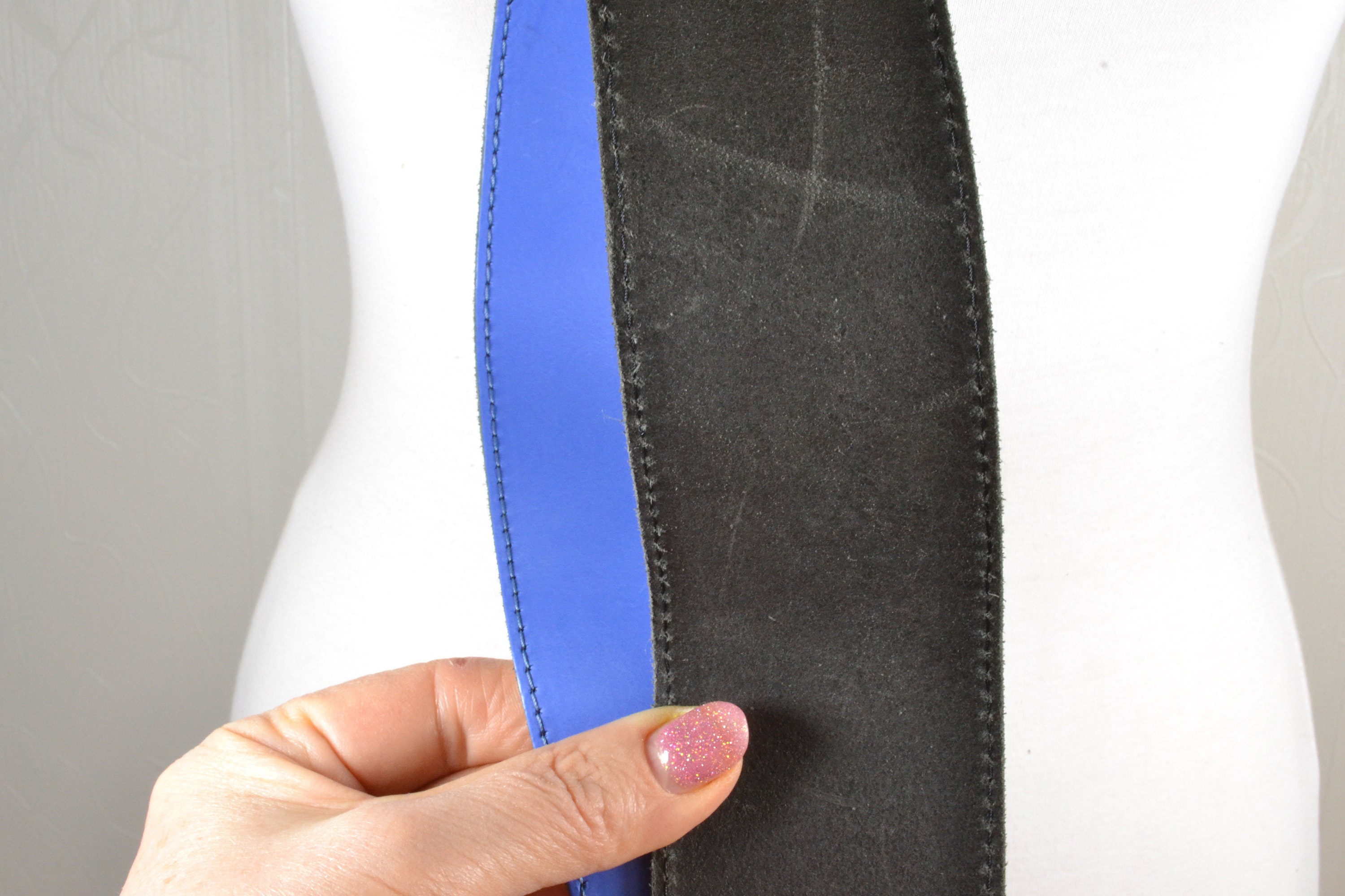 Vintage Asymmetrical Blue Belt Asymmetrical Belt - Etsy main image 2