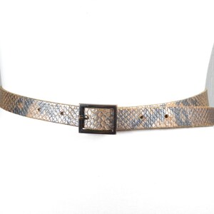 Vintage Skinny Snakeskin Brown Leather Belt, Western Boho - Etsy display picture 1