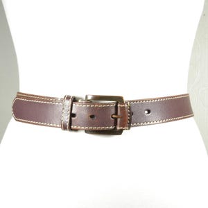 Classic Brown Leather Belt with Silver Buckle, Stylish and Durable Accessory