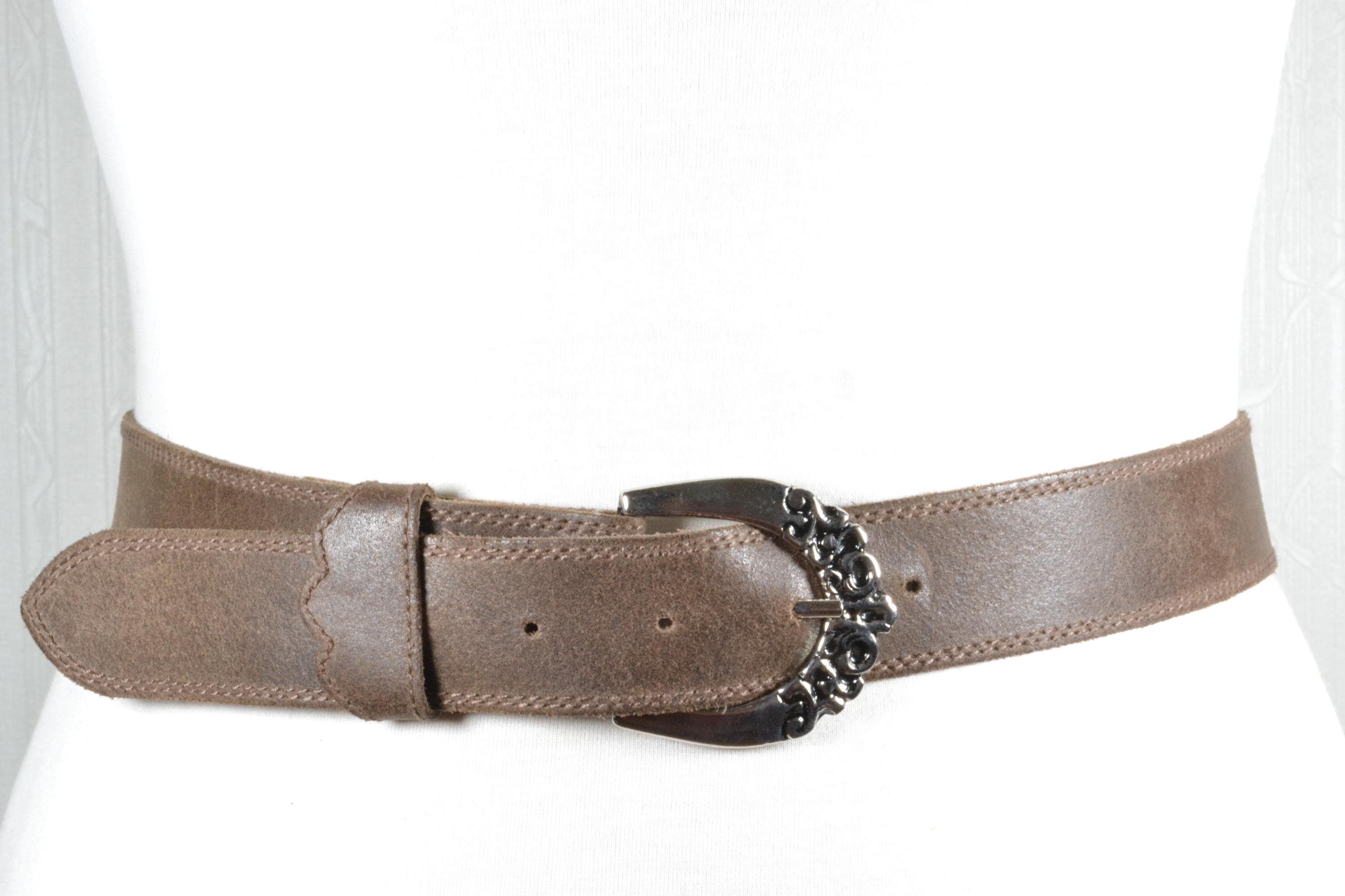 Vintage Elegant Wide Light Brown Leather Belt With Ornate  display picture 2