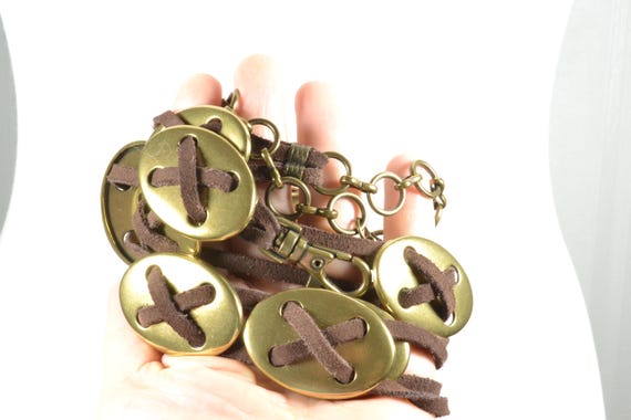 Suede Bohemian Festival Adjustable Size Belt Boho Suede Cord Waist Belt: Brass Ovals, Adjustable Bohemian  main image 3