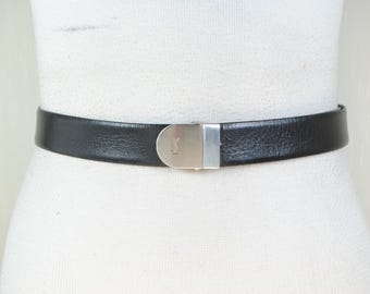 Vintage YSL Black Leather Belt: Designer Career Accessory