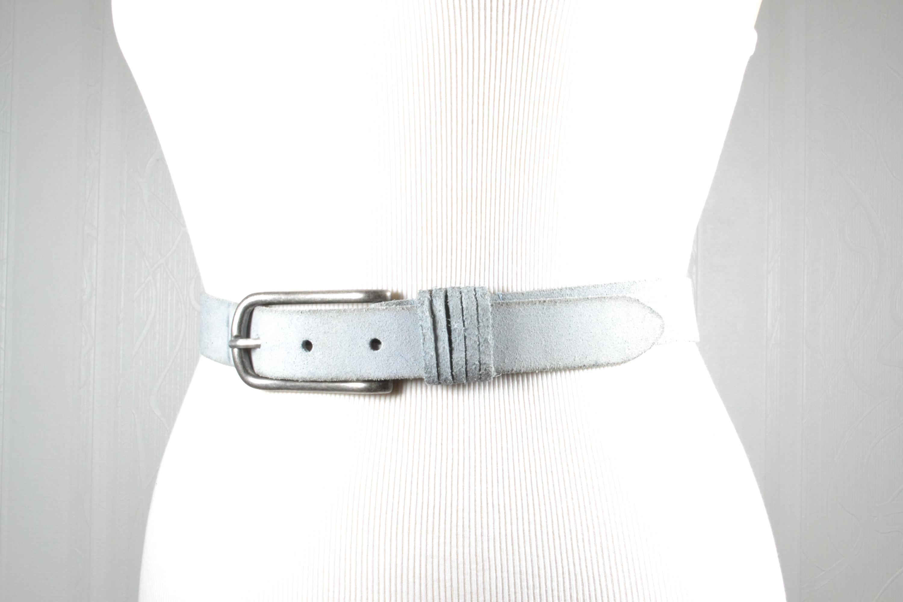 Multi Loop Belts Vintage Pastel Blue Suede Belt With Multiple Loops and Silver Buckle ...
