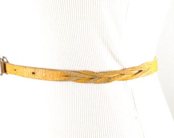 Vintage Mustard Yellow Braided Leather Belt With Classic  display picture 1