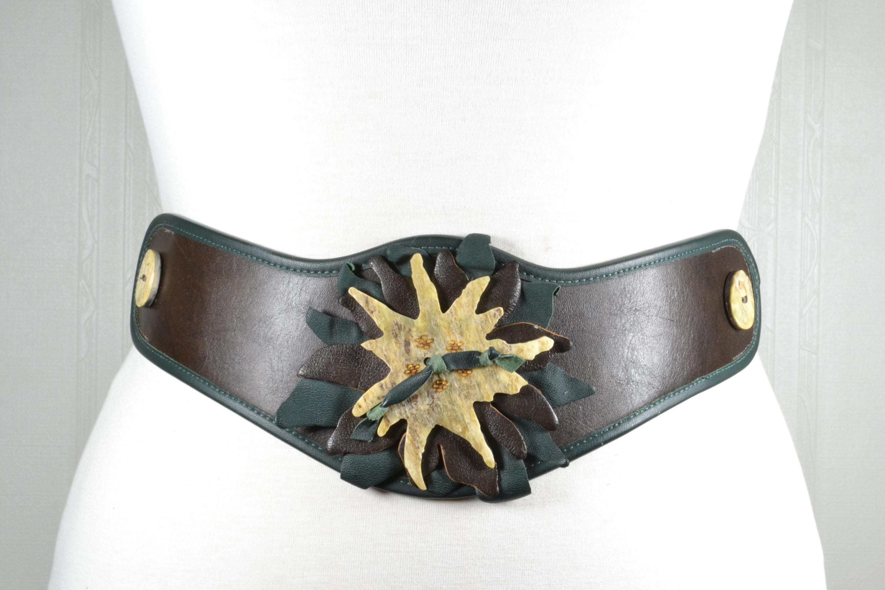 Vintage 80s brass and leather corset belt bronze small Because of all the belts and hardware I designed for fashion  main image 4