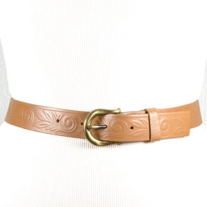 Skinny Brown Leather Belt with Brass Buckle, Thin Brown Belt, Brown Leather Belt, Tanned Leather Belt, Brown Bronze Belt
