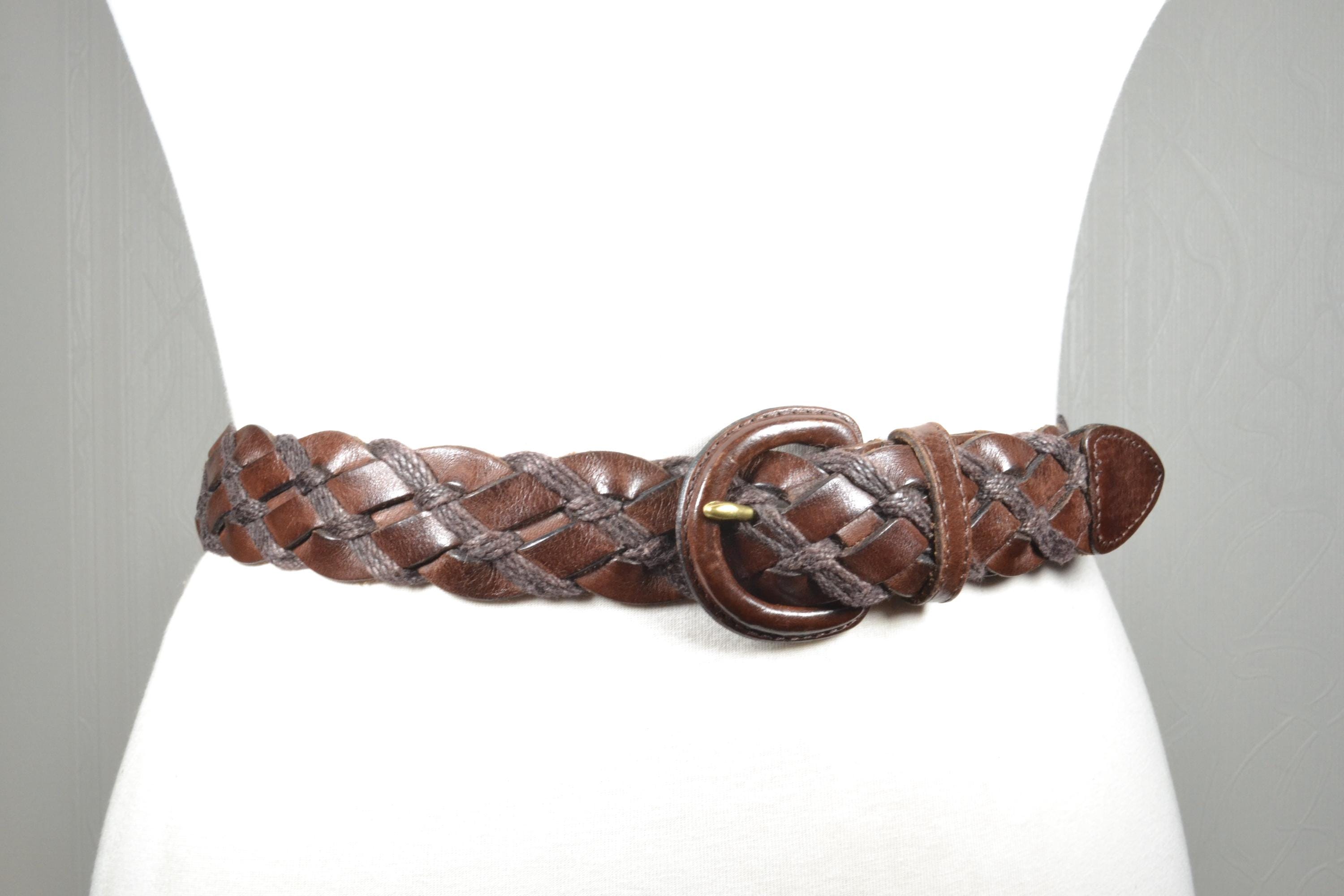 Vintage Brown Braided Leather Belt With Woven Design and  display picture 1