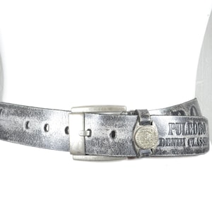 Vintage  Black Leather Belt, Vintage Distressed Silver Leather Belt, Western Rocker Style Full Buckle Belt, Edgy Fashion Belt