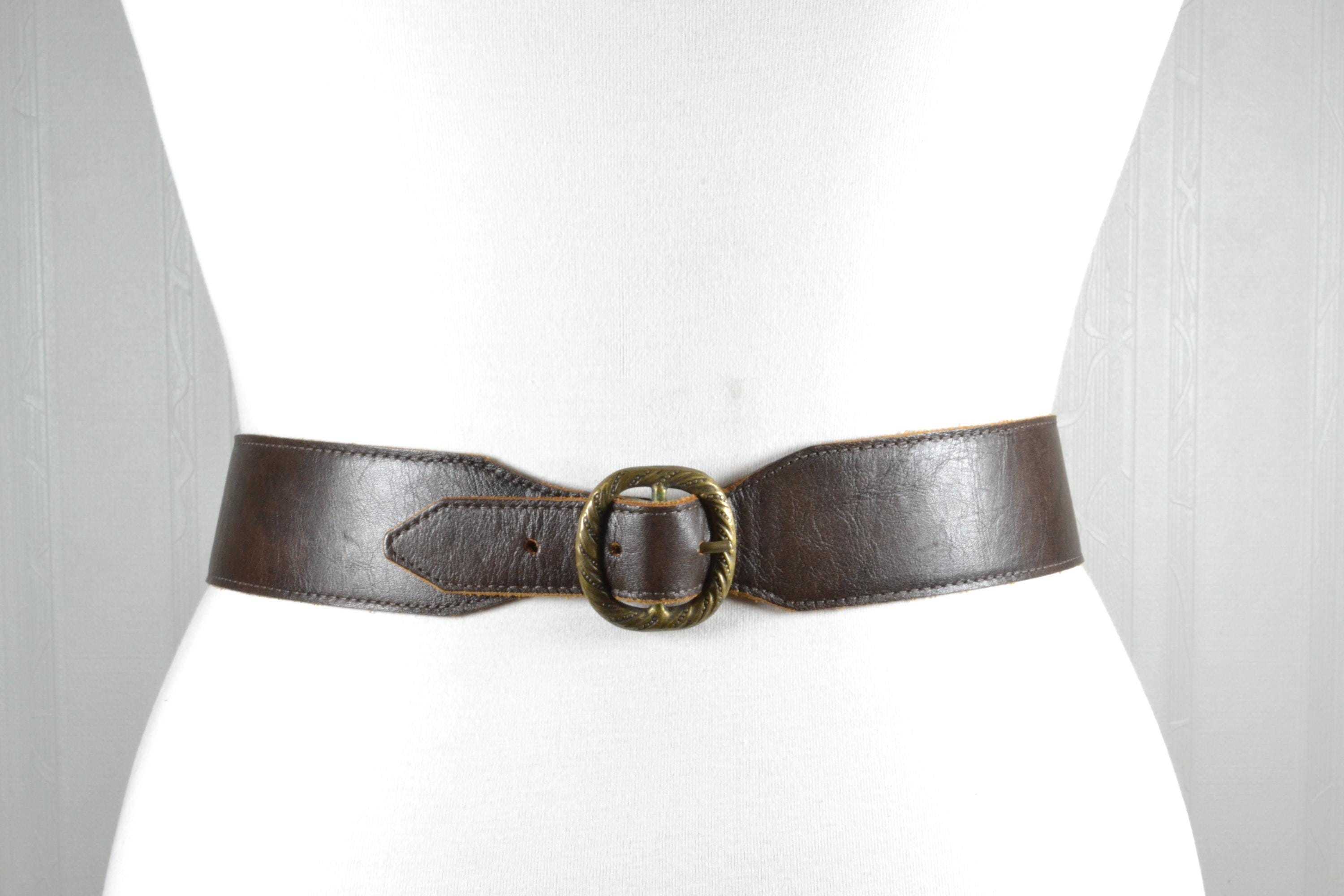 Vintage 80s brass and leather corset belt bronze small Because of all the belts and hardware I designed for fashion  main image 3