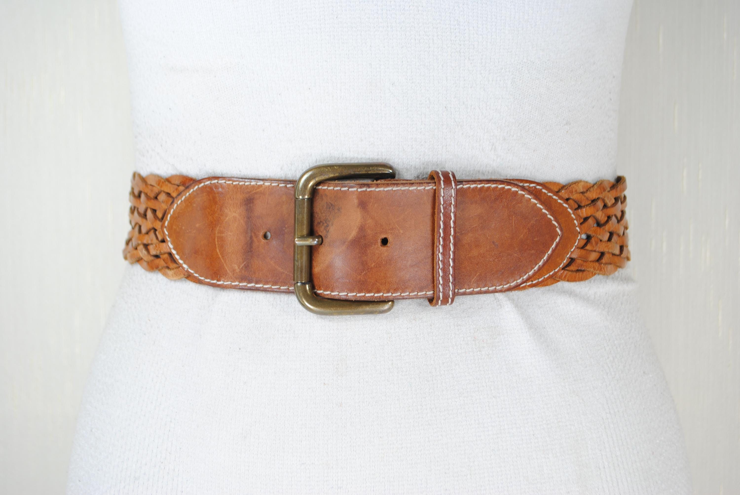 Wide Braided Tanned Leather Belt: Rustic Boho Style - Etsy display picture 1