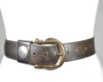 90s Brown Leather Studded Belt Moroccan Coins - Etsy display picture 1