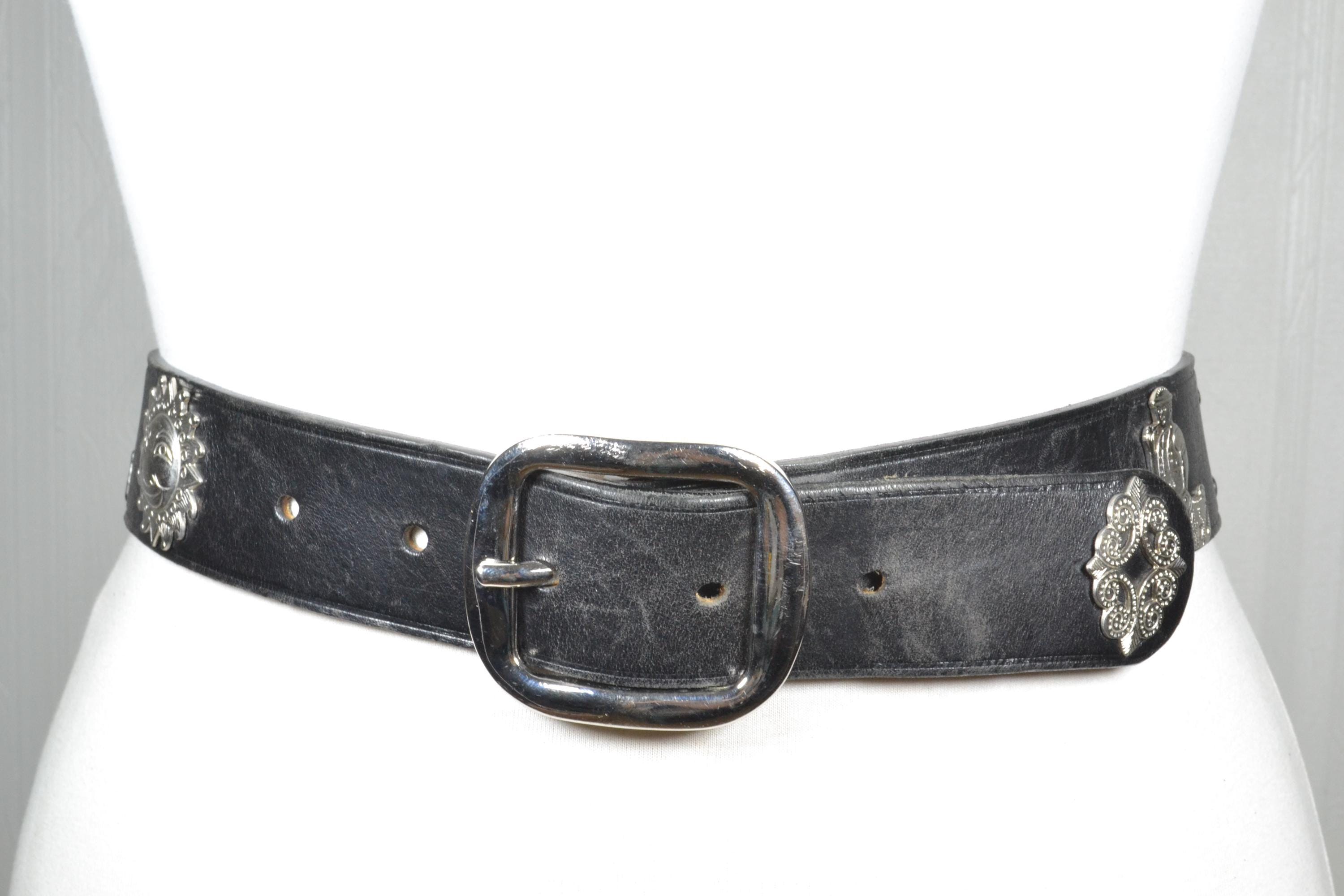 Vintage Boho/Western Black Cord and Silver-Tone Decorative Belt Amazon.com: GORGLITTER Women main image 3