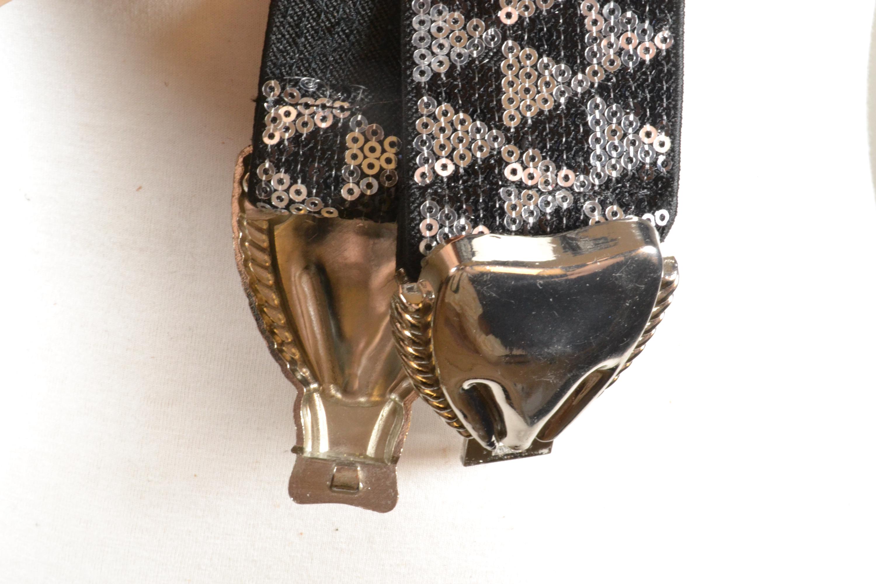 Cintura con paillettes da donna, stile vintage, con paillettes, elasticizzata, con fibbia in stile vintage, accessorio metallico