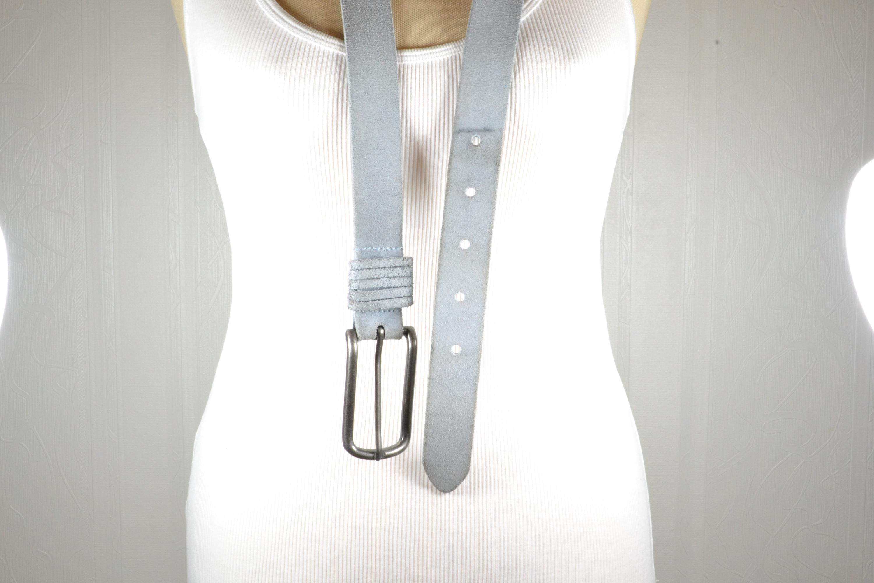 Multi Loop Belts Vintage Pastel Blue Suede Belt With Multiple Loops and Silver Buckle ...