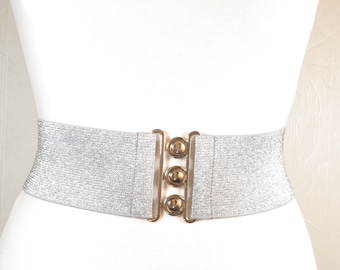 Cintura elastica argento, cintura elastica scintillante