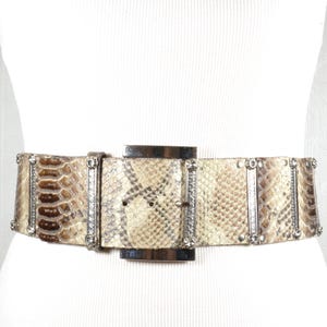 Vintage Schlangenleder Gürtel: Breite Silber Akzente, Boho Accessoire