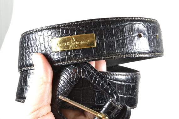 Anna Valerie Adolf Black Croc Embossed Leather Belt for  display picture 1