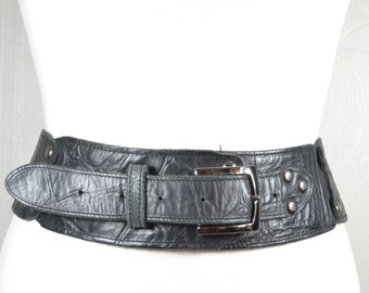 Black Corset Belt, Wide Black Leather Belt, Square Buckle Belt, Big Buckle Belt