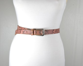 Boho Chic Brown Gold Snake‎ Leather Skinny Belt One Size Handmade Leather Belt CESCOSI Women Leather Belt with Snake Buckle Fashion Women  main image 3