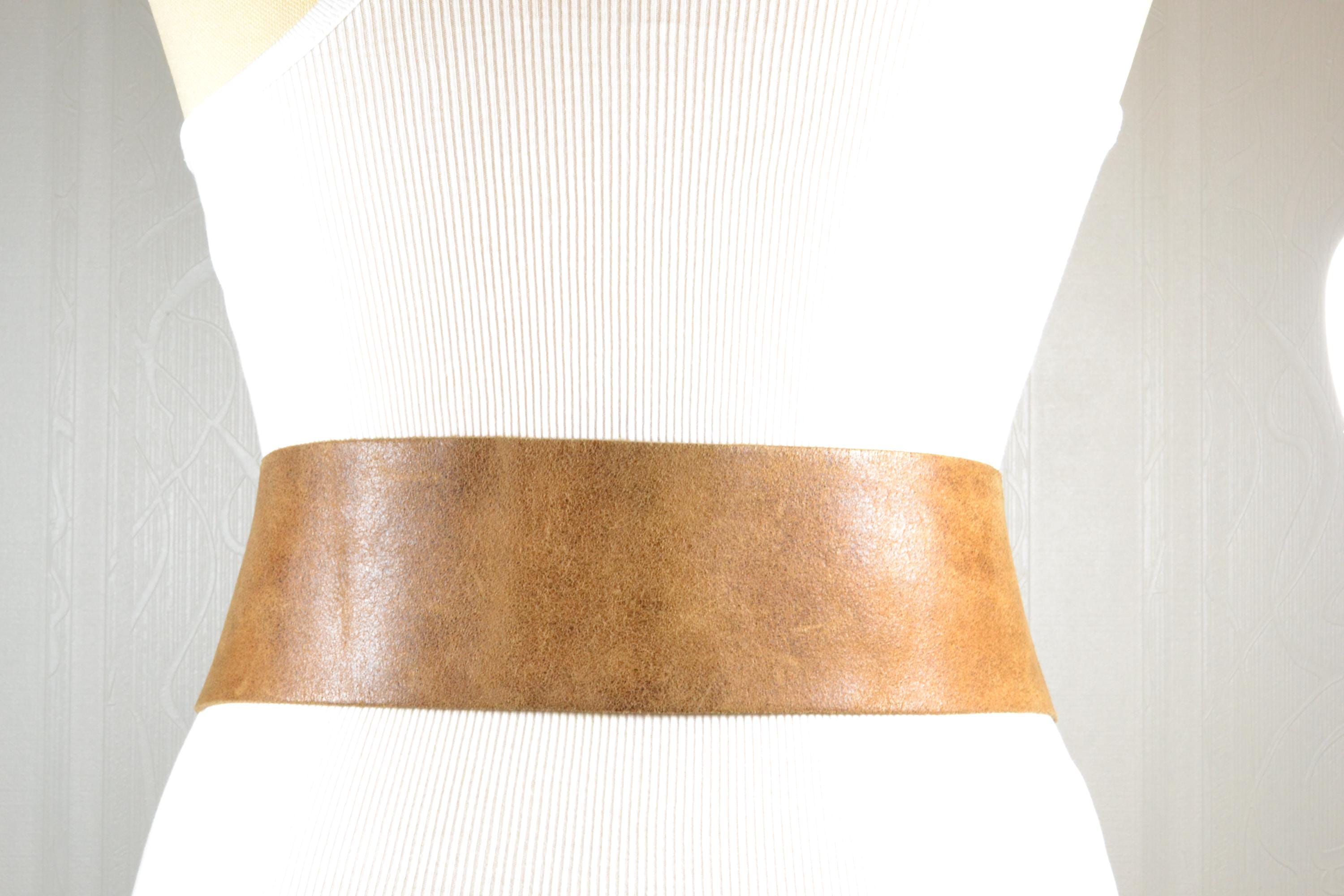 Vintage Corset Belt brushed brass buckle wide Dramatic custom made leather belt with ornate brass  main image 3