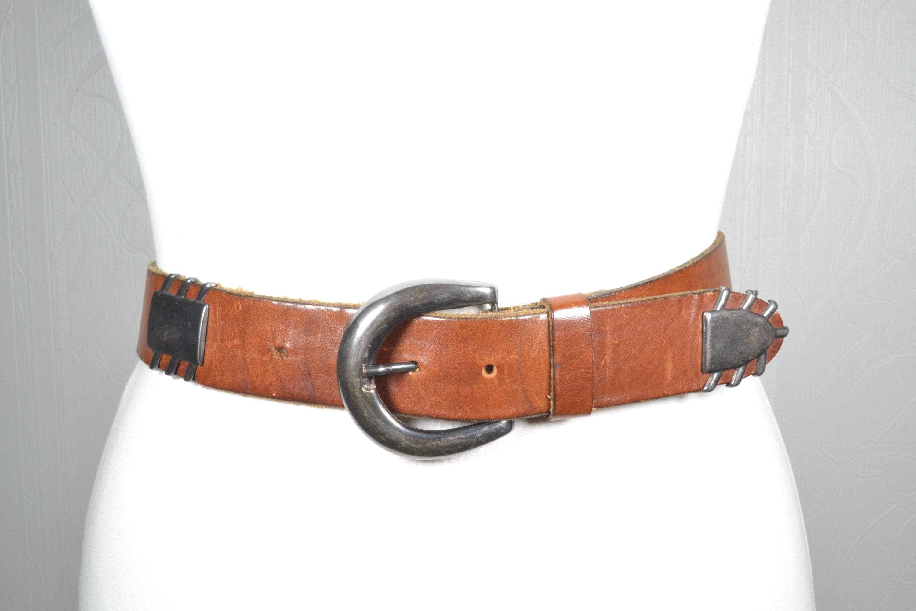 Vintage Dame Belt Southwestern Interlocking Metal Accent Belt Belt, A Vintage, Concho, Turquoise, Kirk Smith, Hallmark  main image 4