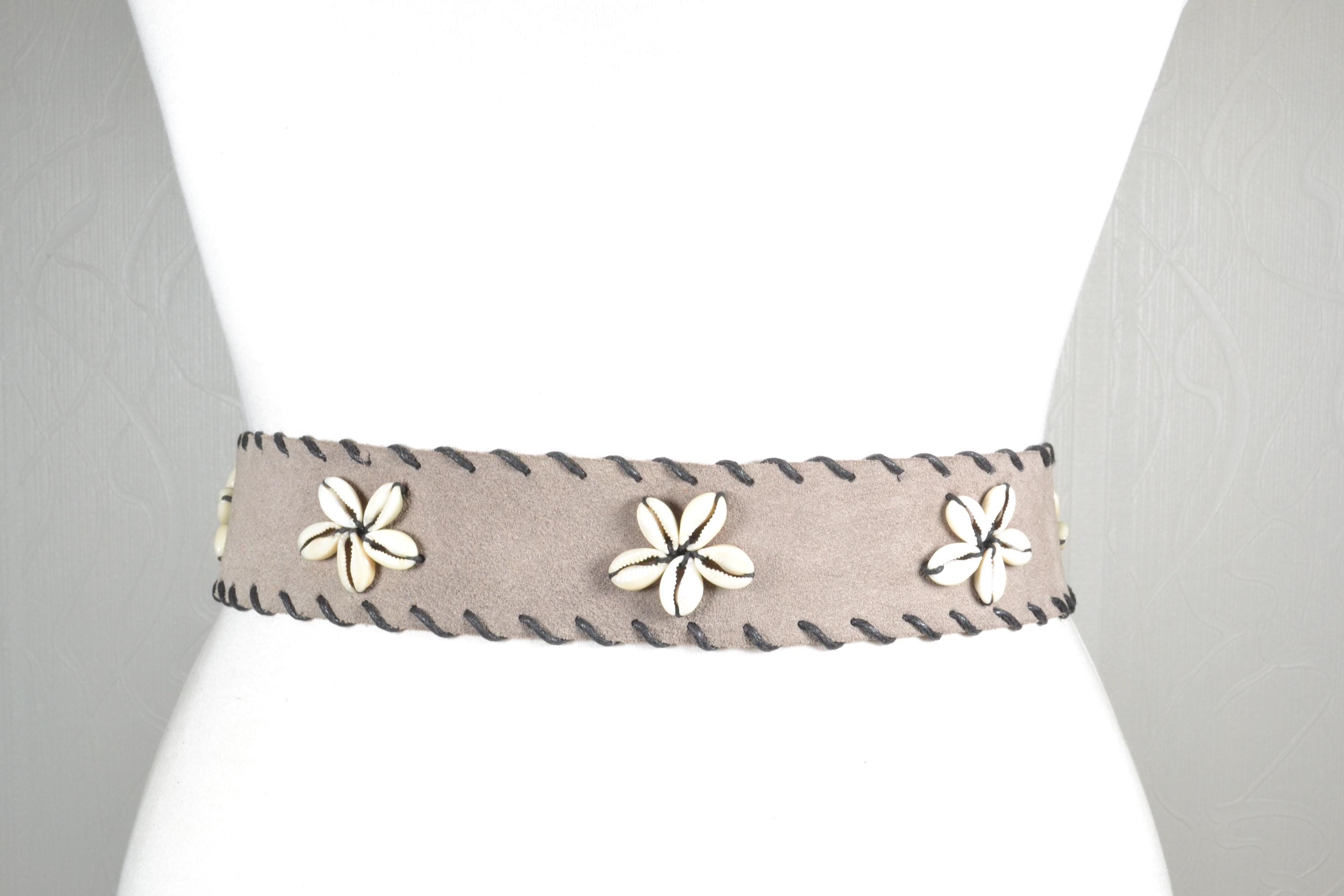 Gray Suede Belt, Gray Beaded Tie Belt, Handmade Tribal Tie  display picture 2