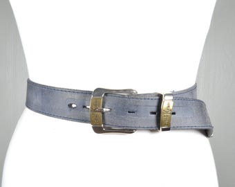 Vintage Calvin Klein Navy Blue Leather Belt: Women's Fashion Accessory