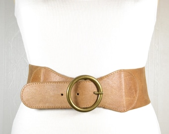 Vintage Corset Belt brushed brass buckle wide FASUND Women Stretchy Vintage Wide Elastic Waist Belt for  main image 3
