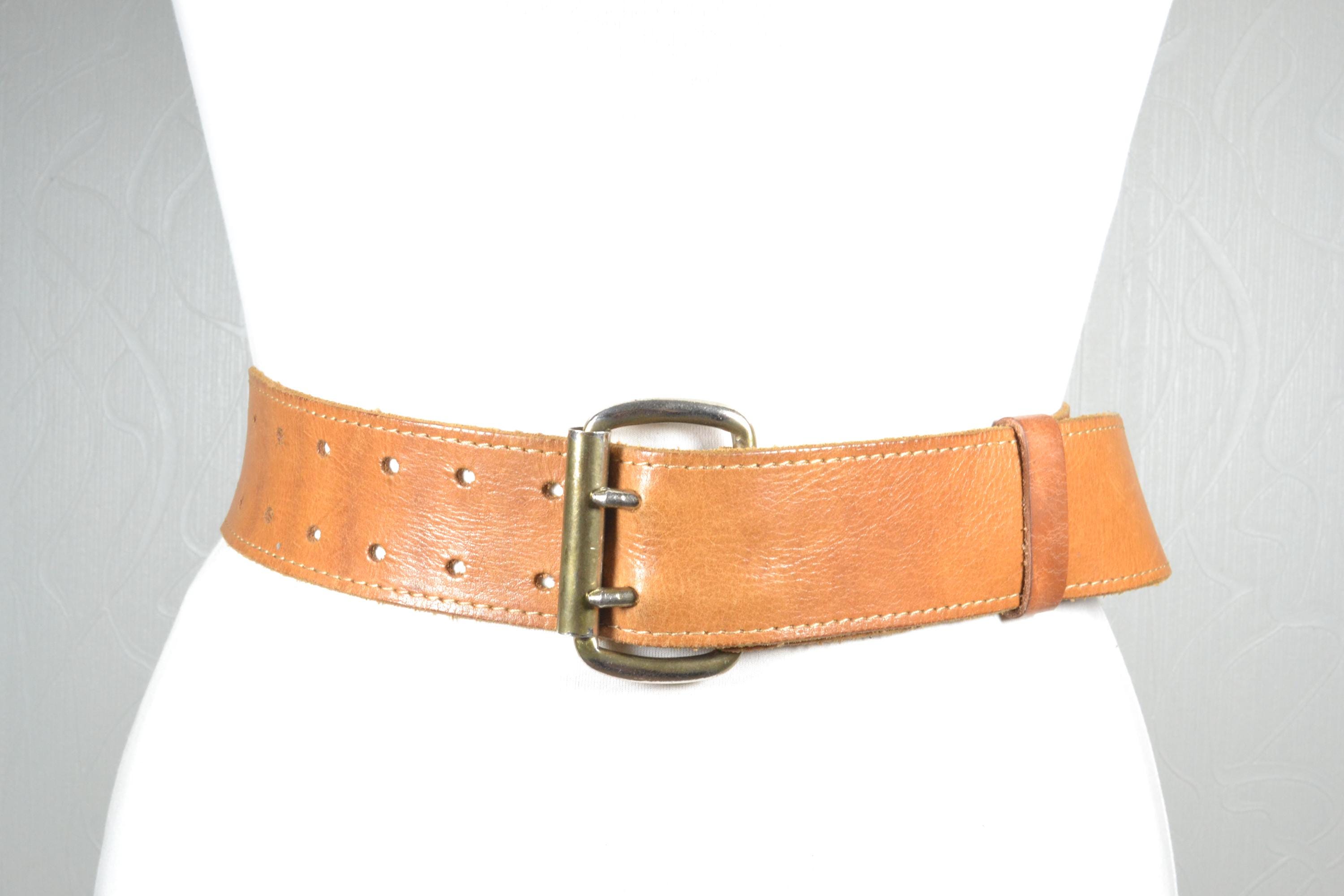 Rugged Western Tan Leather Wide Waist Belt With Industrial  display picture 3