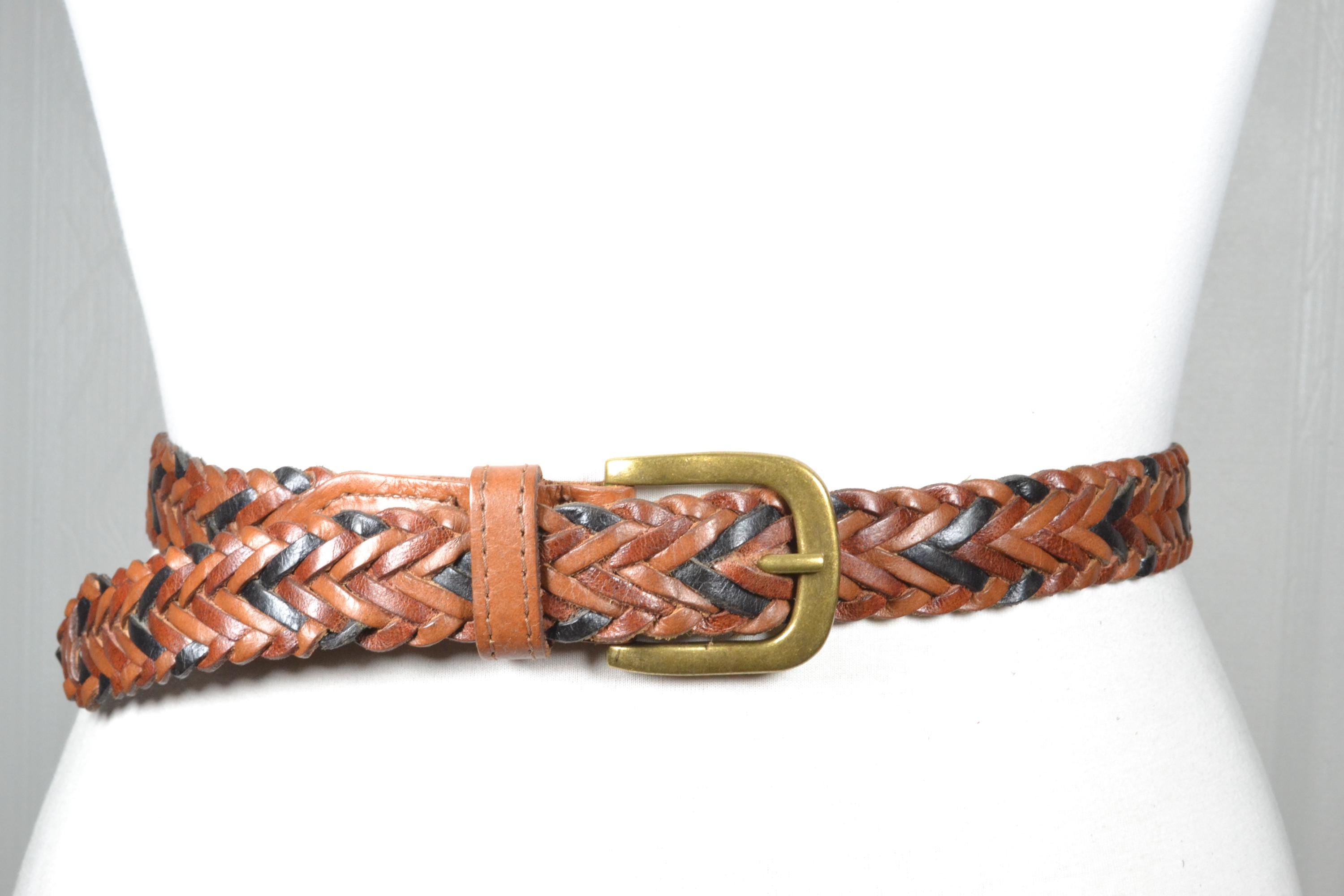 *Vintage Gothic Bijenkorf Brown Leather Belt Woven Hoops Bronze Studding VIKING BELT, Borre Beast, leather bronze embossed brown Wulflund main image 2