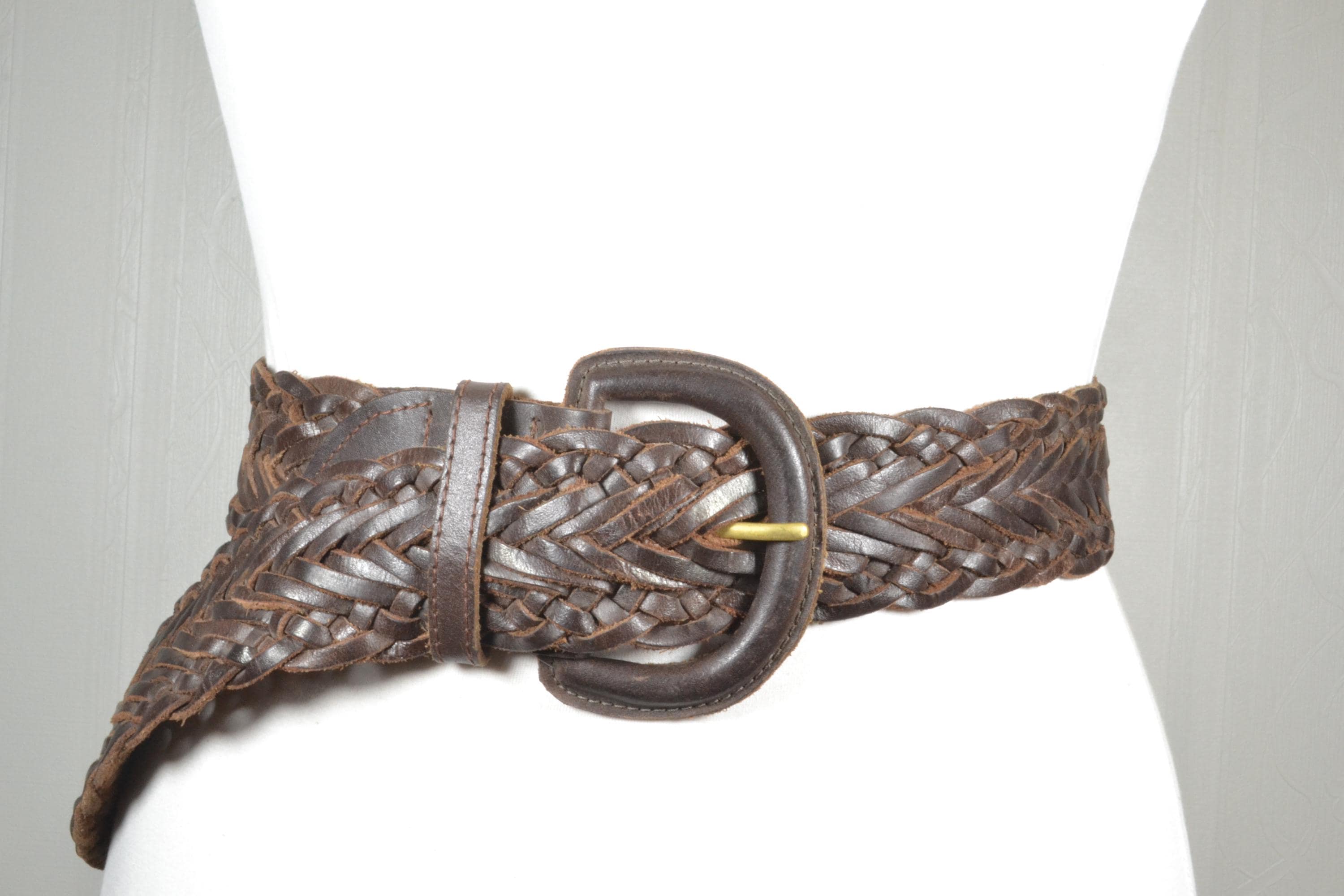 Vintage Wide Braided Leather Belt: 80s Boho Western Style - Etsy display picture 1
