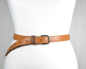 Vintage Skinny Brown Leather Belt: Tanned Leather