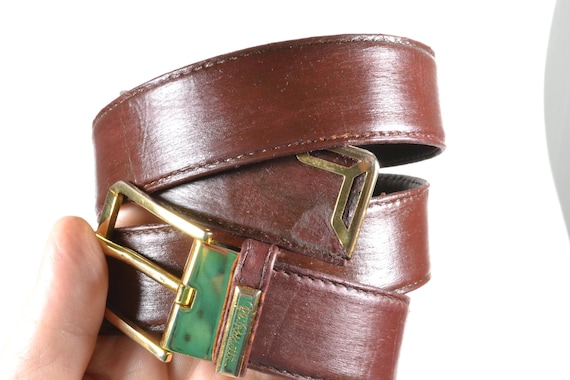 Vintage Burgundy Leather Belt: Italian Handcrafted Western  display picture 3