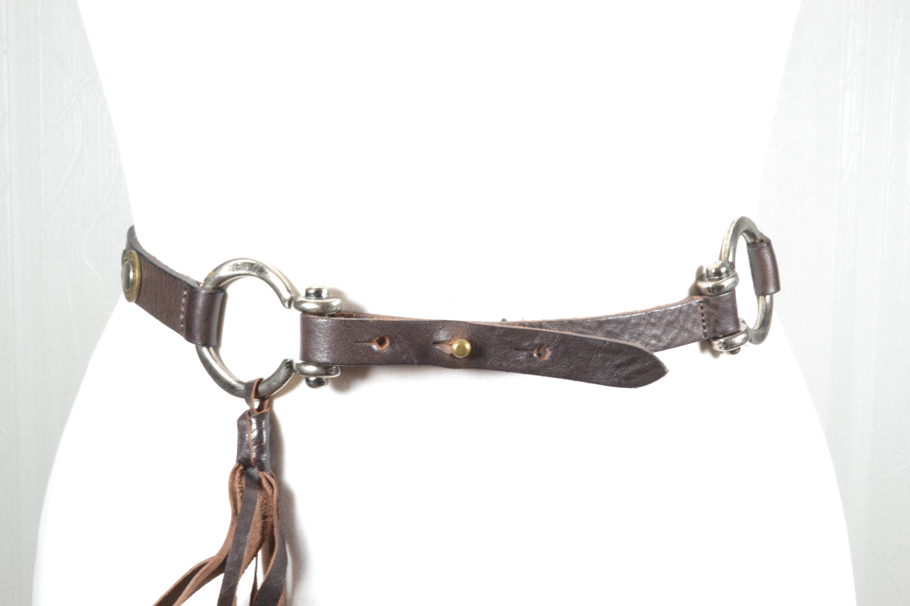 Burgundy Leather Ring Belt: Boho Western Tassel Waist Belt  display picture 2