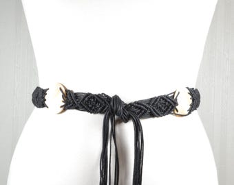 90s Vintage Wide Black Jute Braided Chord Belt - Etsy display picture 3