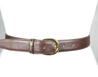 Vintage Brown Breaded Genuine Leather Belt With Gold Buckle  display picture 3